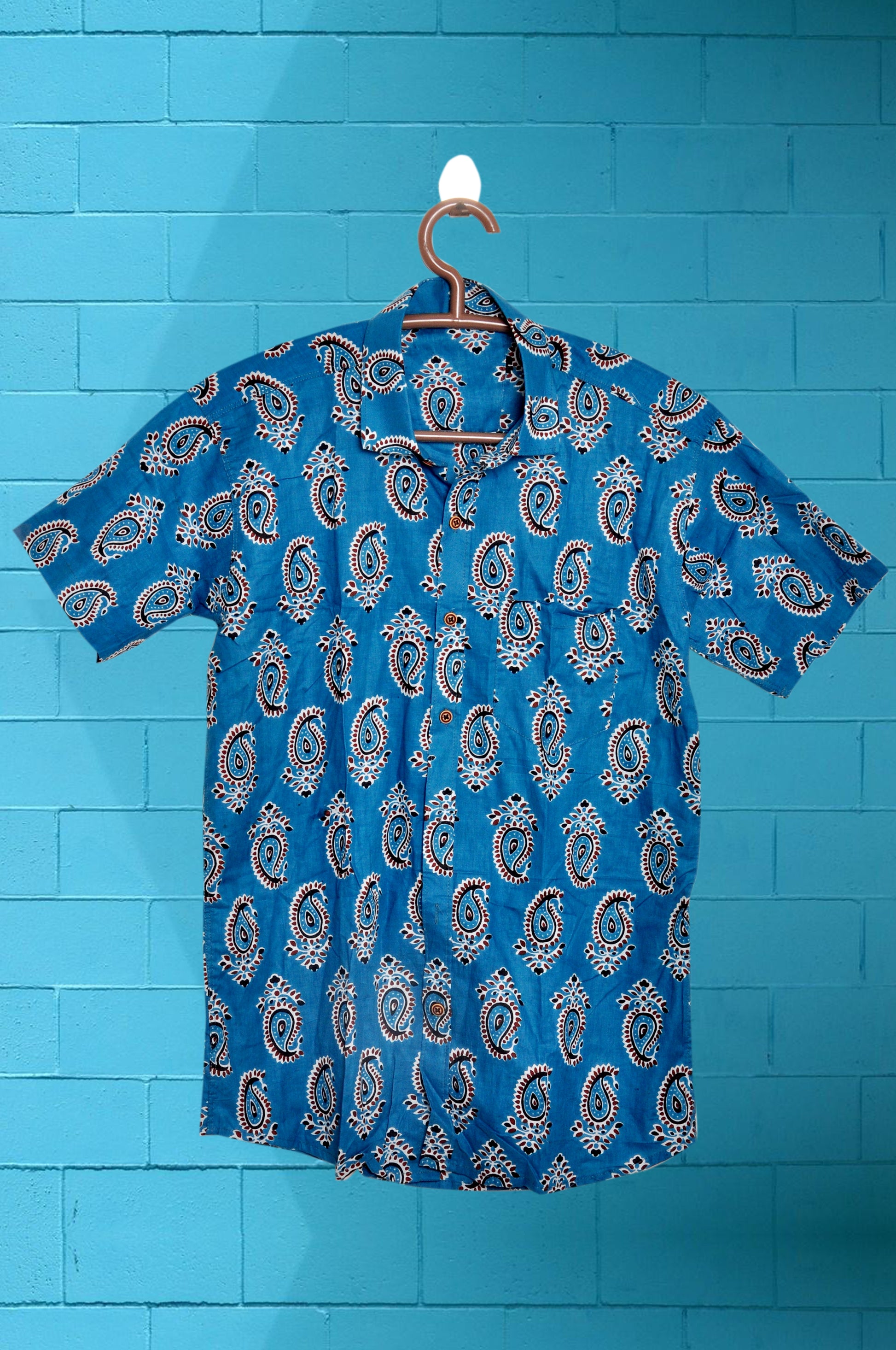 Men’s Shirt Pure Cotton Indian Handprinted Relaxed Summer Cool Comfortable Garden Beach Picnic Urban Man Dad Gifts