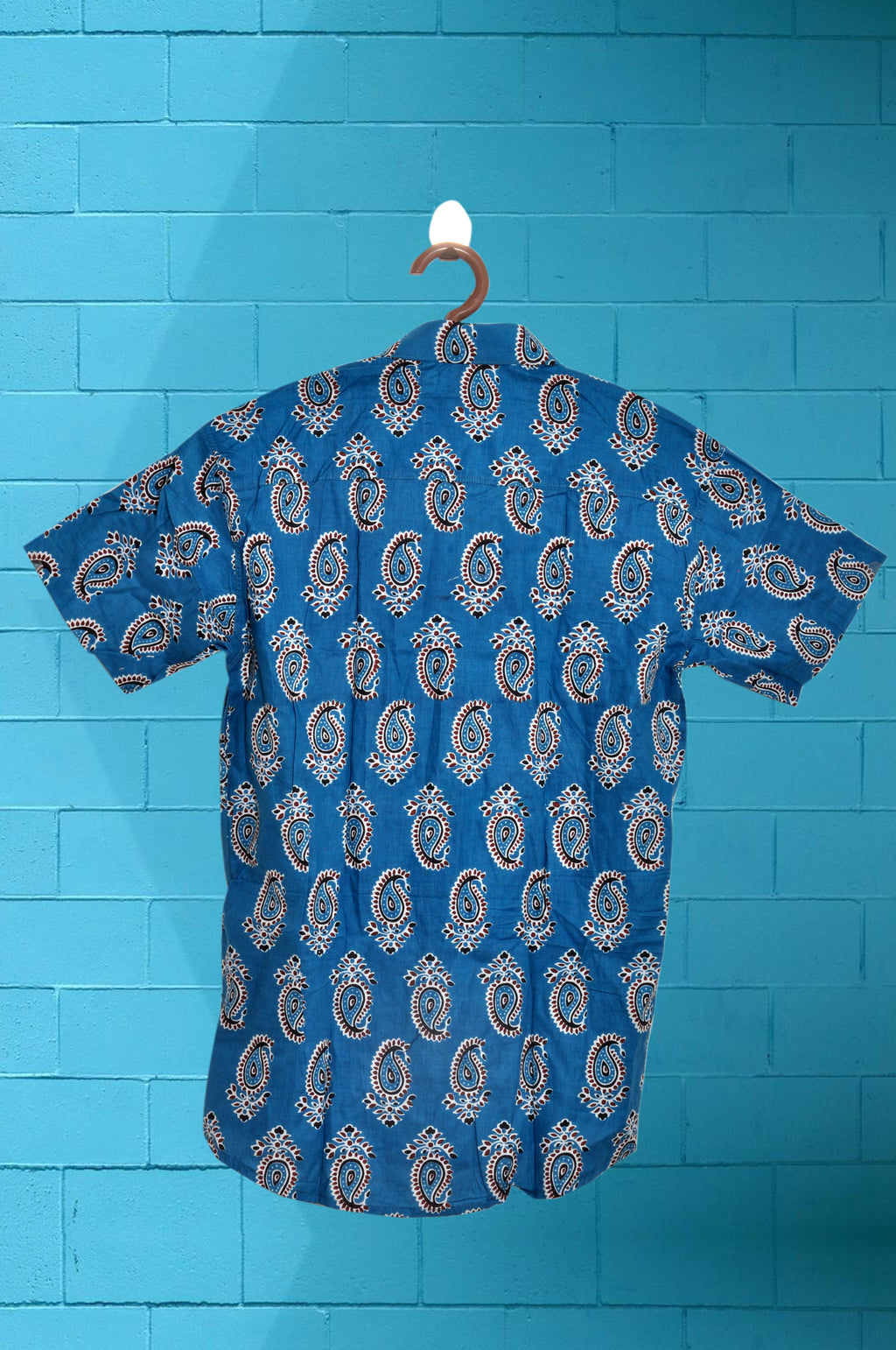 Men’s Shirt Pure Cotton Indian Handprinted Relaxed Summer Cool Comfortable Garden Beach Picnic Urban Man Dad Gifts